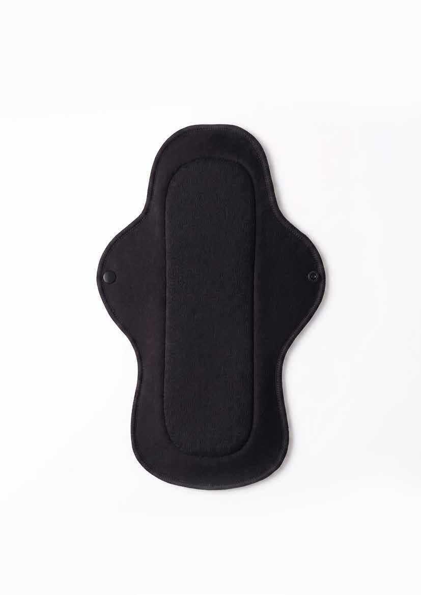 Black reusable cloth pad with snap-button wings